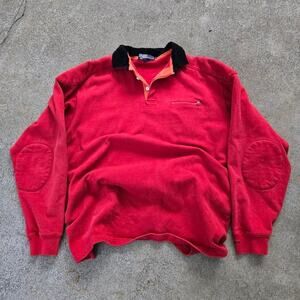 Vtg 90s POLO RALPH LAUREN Plain Cargo Pocket Double Face Polo Shirt Red XL